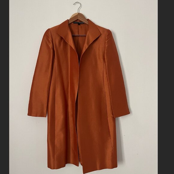 Linda Allard Ellen Tracy Silk Rust Coat - Picture 1 of 6